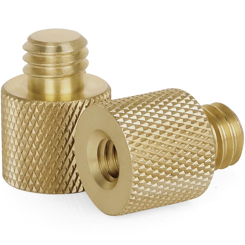 Anwenk Standard 1/4"-20 Female to 3/8"-16 Male Threaded Reducer Screw Adapter (Brass) Precision Made (2 Pack) - Image 1